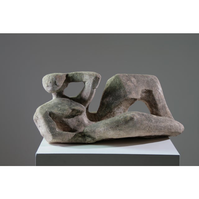 French Artist, Modernist Sculpture of a Reclining Female Nude, Reconstituted Stone For Sale - Image 13 of 18