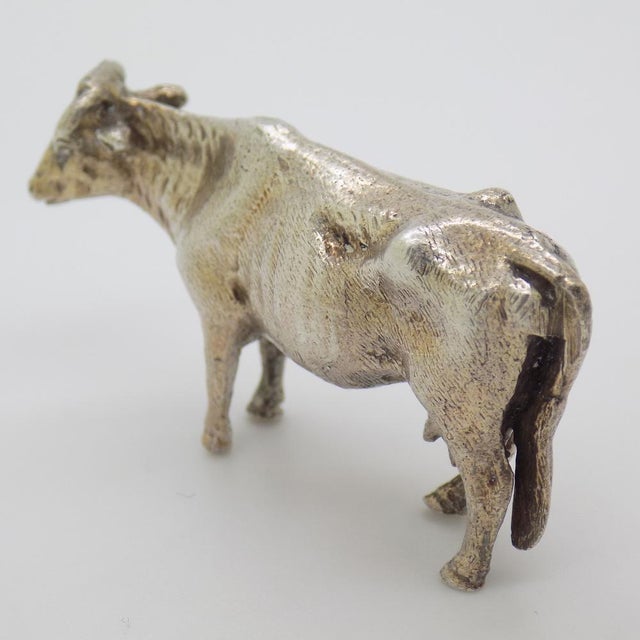 Vintage Italian Handmade Silver Cow Figurine, 1940s For Sale - Image 4 of 12