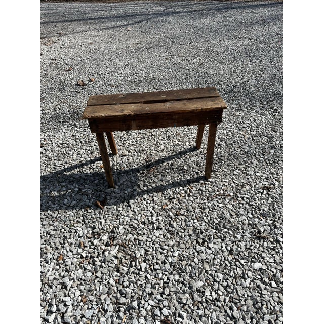 This bench belonged to a wonderful musician/DJ in Nashville. I got it from his home. It is lovely and will fit anywhere...