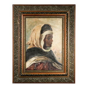 Incredible Orientalist Style Antique Framed Oil Painting of Arab Man Bohemian