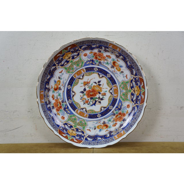 Late 20th Century Vintage Japanese Blue White & Polychrome Imari Charger Plates 12" - 5 pcs For Sale - Image 5 of 15