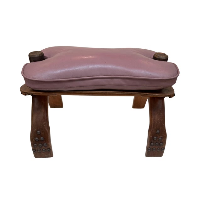 Midcentury Canel Saddle Stool For Sale - Image 4 of 6