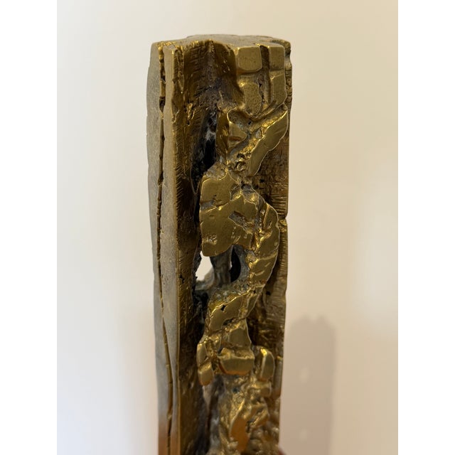 Hugo Rodrigues Abstract Brutalist Bronze Sculpture on Wood Base, Brazil 1985 For Sale - Image 11 of 16