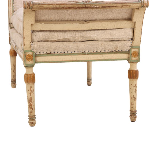 French Directoire Style Painted & Gilt Wood Diminutive Chaise Lounge, C. 1920 For Sale In Philadelphia - Image 6 of 7