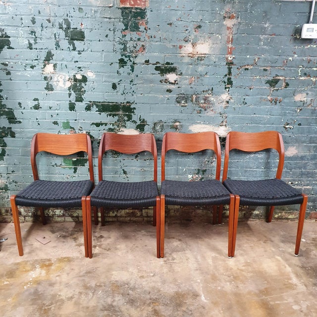 Brown Vintage Niels Moller Teak Dining Chairs Model 71 - Set of 4 For Sale - Image 8 of 8