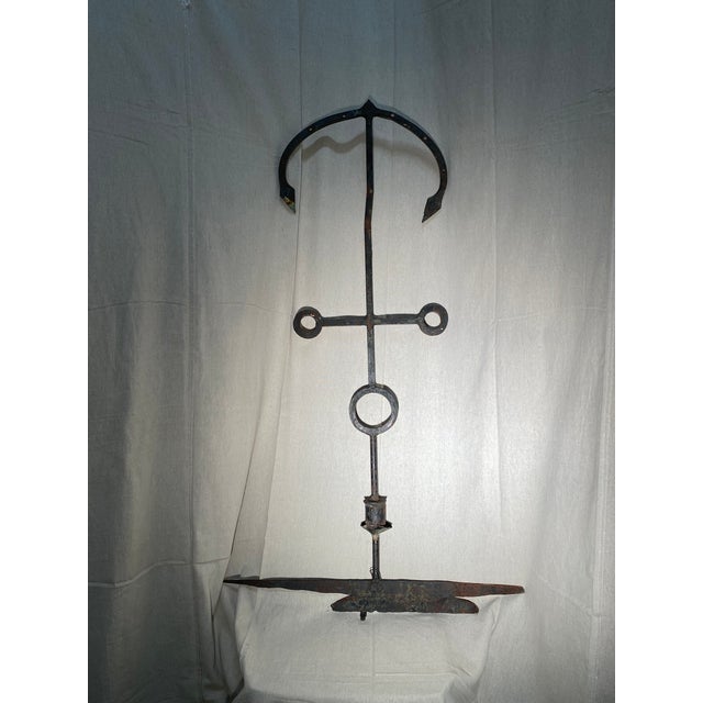 Metal Antique Sculptural Rustic Iron Anchor For Sale - Image 7 of 7
