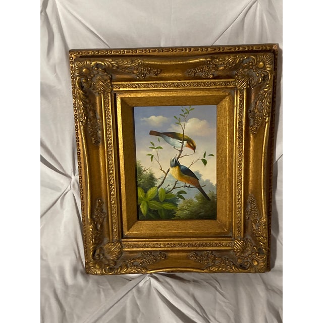 Late 19th Century Stunning Oil Painting on Panel Untitled (Two Birds on a Branch) Unsigned For Sale - Image 4 of 12