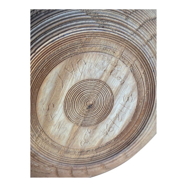 D. Carlson Signed Segmented Ash Wood Vessel 1994 Pacific Northwest Studio Wood Art Chatter Textured Woodturning Organic Modern Wabi-Sabi For Sale