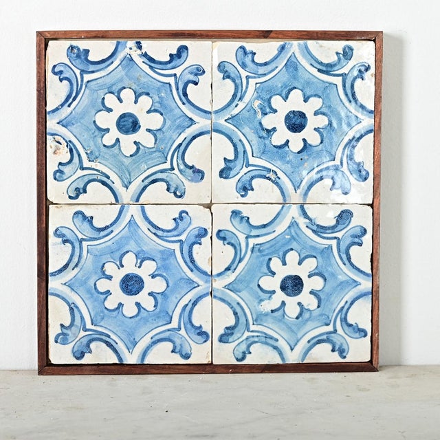 Wood Framed Set of 18th Century Portuguese Tiles For Sale - Image 7 of 8