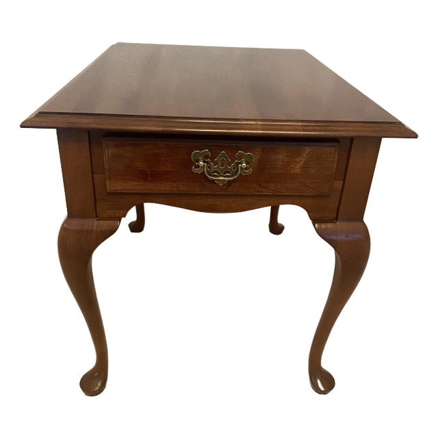 Ethan Allen Georgian Court Cherry Rectangular End Table Excellent Condition Late 20th Century For Sale