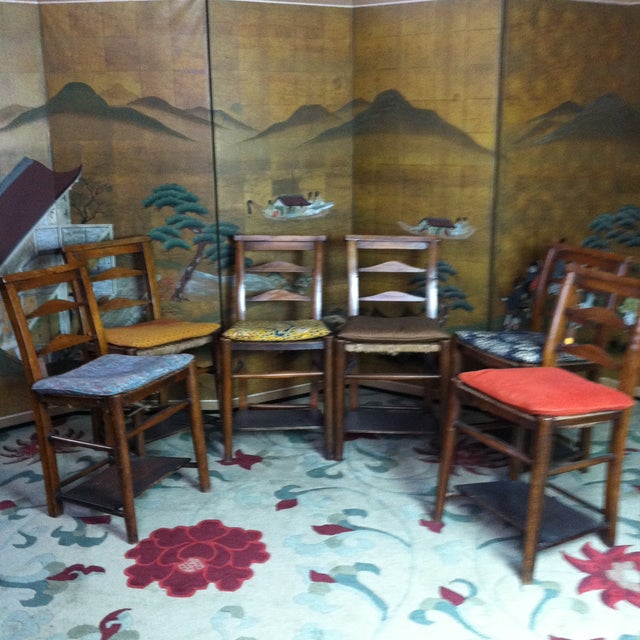 Mid 19th Century Set of 6 Italian Rush Seat Ladderback Church Chairs For Sale - Image 18 of 18