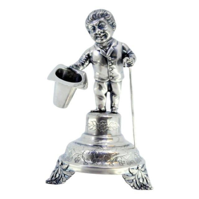 Silver Toothpick Holder with Gentleman For Sale