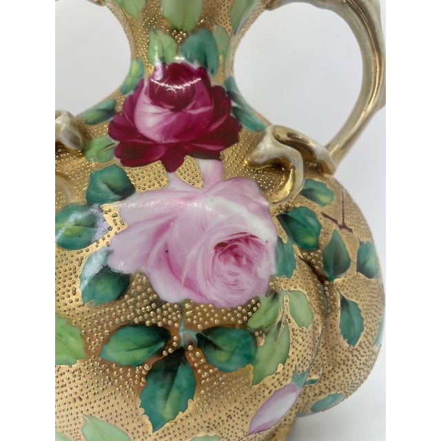 Antique Nippon Porcelaine Moriage Double Handed Vase For Sale - Image 4 of 6