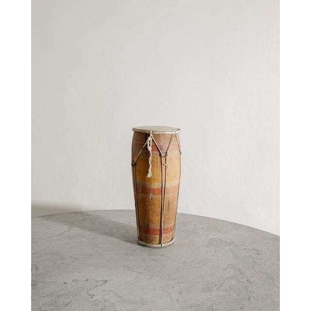 Decorative Tribal Drum in Wood and Hide, 1890s For Sale - Image 5 of 5