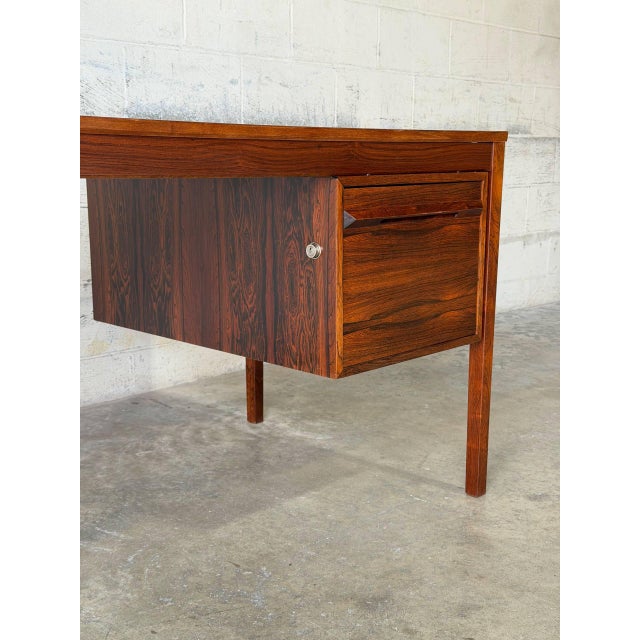 Elegant Rosewood Executive Writing Desk With Single Drawer Danish Mid-Century Modern 1960s For Sale - Image 11 of 11