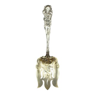 1902 "Raphael" Sterling Silver & Gold Wash Serving Fork by Alvin For Sale