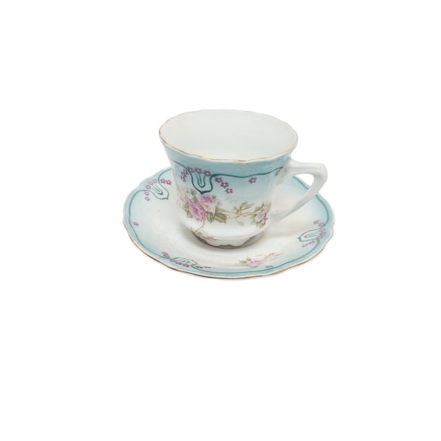 Postmodern Art Nouveau Coffee Cup and Saucer from Tielsch, Poland, 1950s, Set of 2 For Sale - Image 3 of 13