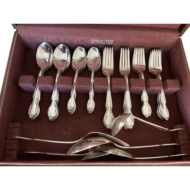 F.B. Rogers Silver Co. Vintage Rogers “Royal Manor” Silver Plate Flatware Service for 10 to 12 — 62 Pieces For Sale - Image 4 of 7