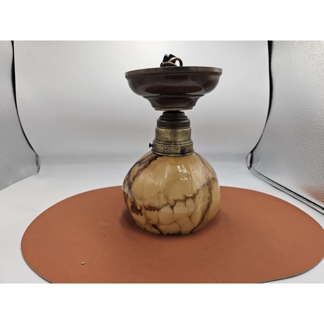 1920s Art Deco Brass Ceiling Lamp, 1920s For Sale - Image 5 of 5