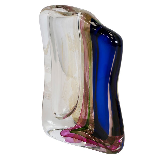 Mid-Century Modern Vintage Italian Handmade Sommerso Murano Glass Vase by Giuliano Mian For Sale - Image 3 of 8