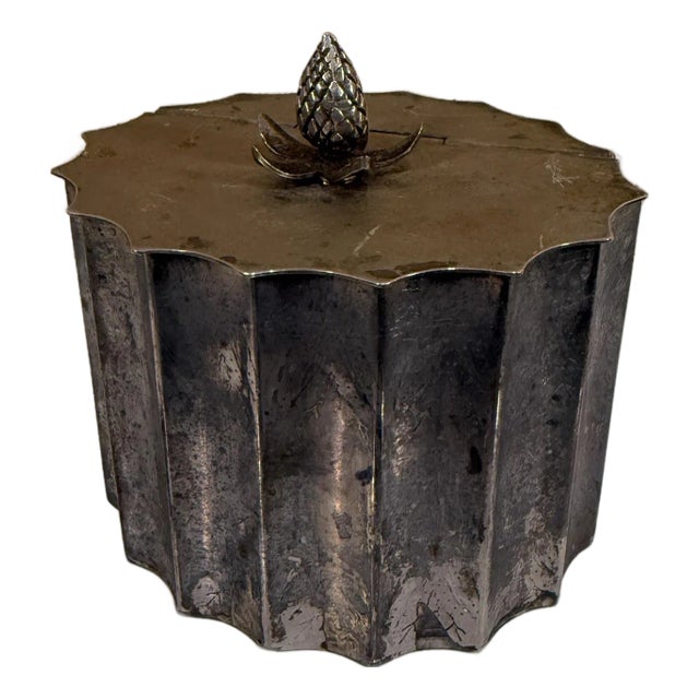 Hollywood Regency Godinger Box Safe Keep Tin Faux Bamboo For Sale