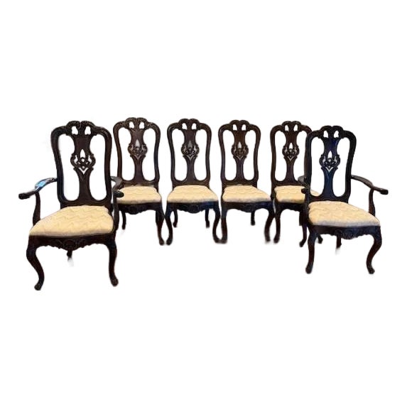 1980s Italian Rococo Style Dining Chairs - Set of 6 For Sale