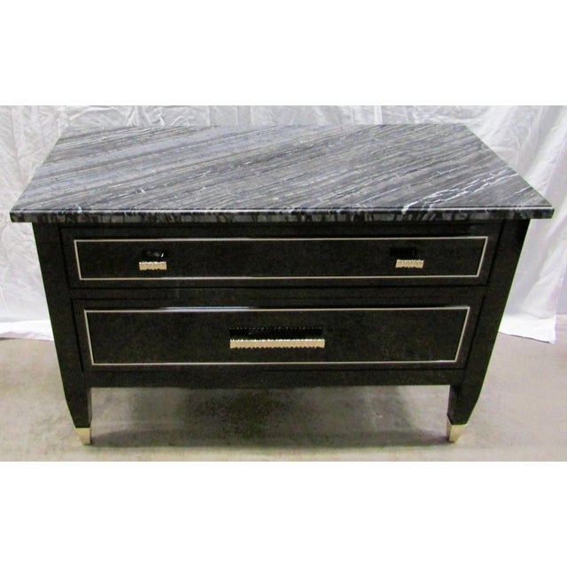Modern New Caracole Black Marble Modern en Vogue Nightstand Sig-419-065 For Sale - Image 3 of 12