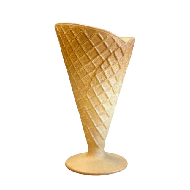 Vintage Italian Ceramic Waffle Cone Sundae Cups - a Pair For Sale - Image 4 of 5