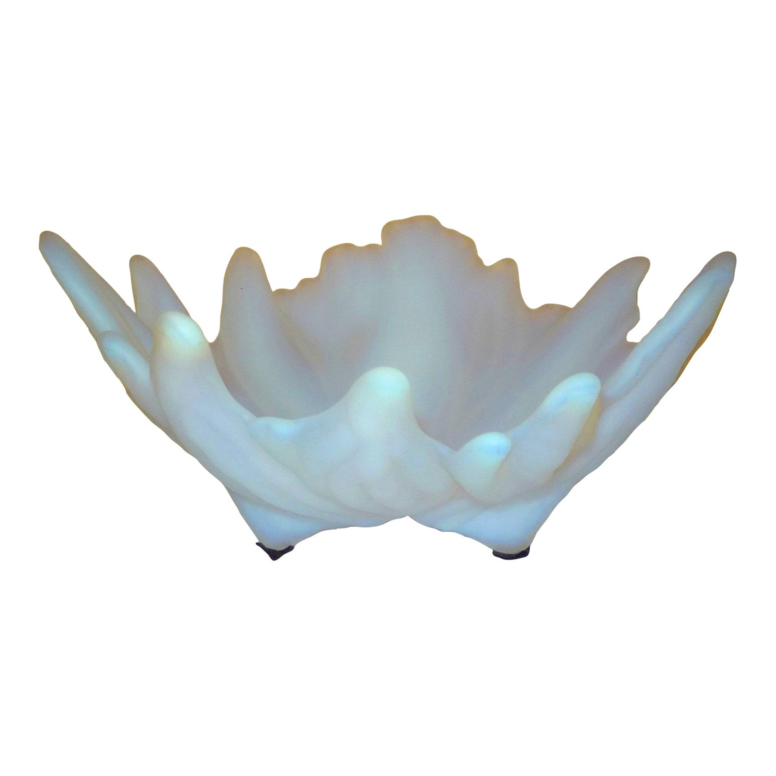 Vintage Abstract Opalescant Embossed and Ribbed Glass Bowl | Chairish