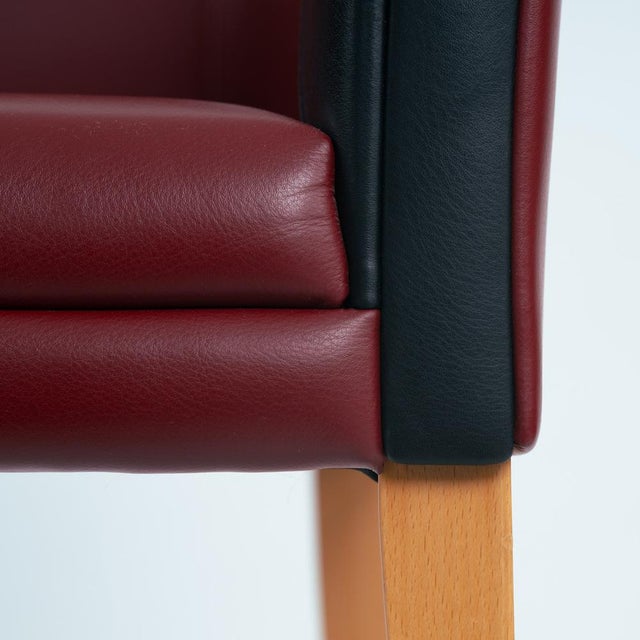 Leather and Beech Sinan Armchairs from Poltrona Frau, Italy, 1980s, Set of 4 For Sale - Image 14 of 18