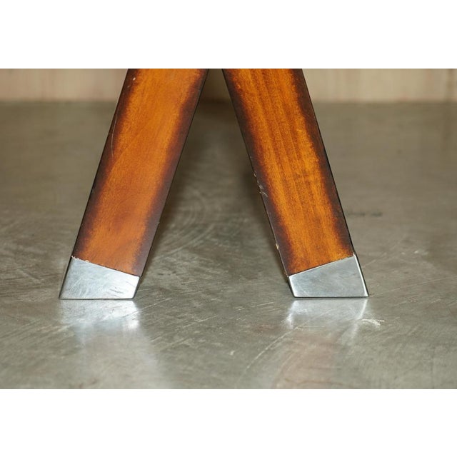 Chrome Tipped X Framed Console Table in Beech and Glass For Sale - Image 13 of 15