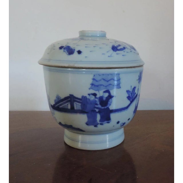 Chinese 19th Century Chinese Blue & White Porcelain Jar and Cover For Sale - Image 3 of 11