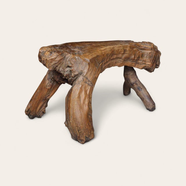 Folk Art 20th Century Folk Art Root-Form Carved Wood Stool For Sale - Image 3 of 6