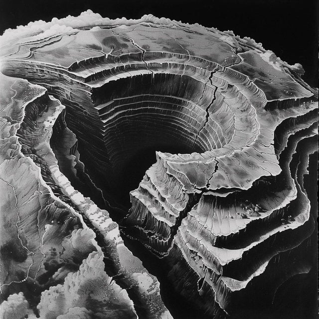 A striking collection of four monochromatic abstract landscape prints inspired by the sculptural beauty of geological...
