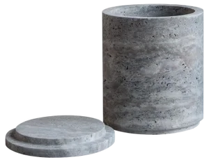 Low Travertino Silver Vase by Bicci de' Medici Studio