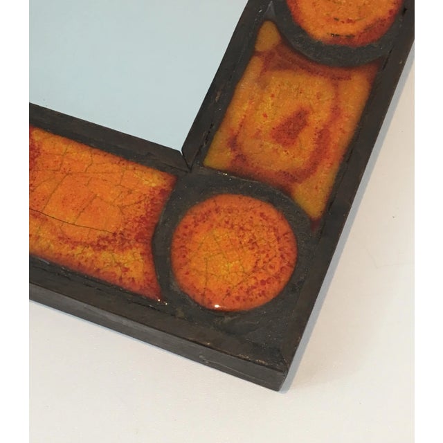 Mid-Century Modern Interesting Ceramic Mirror, French, circa 1970 For Sale - Image 3 of 13
