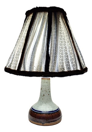 Vintage Danish Table Lamp with Ceramic Base and Fabric Shade, 1970s