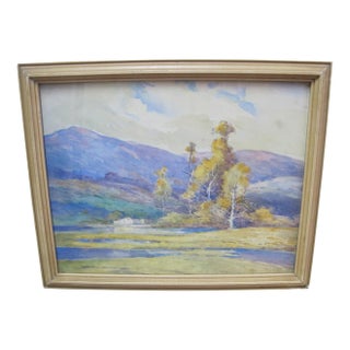 Alfred Hermann Schroff Oregon Autumn Mountain Landscape Watercolor Painting For Sale
