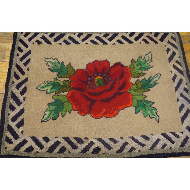 Antique American hooked rug, size: 2'3" x 3'1". General Rug Type: North & South American Specific Rug Type: American...