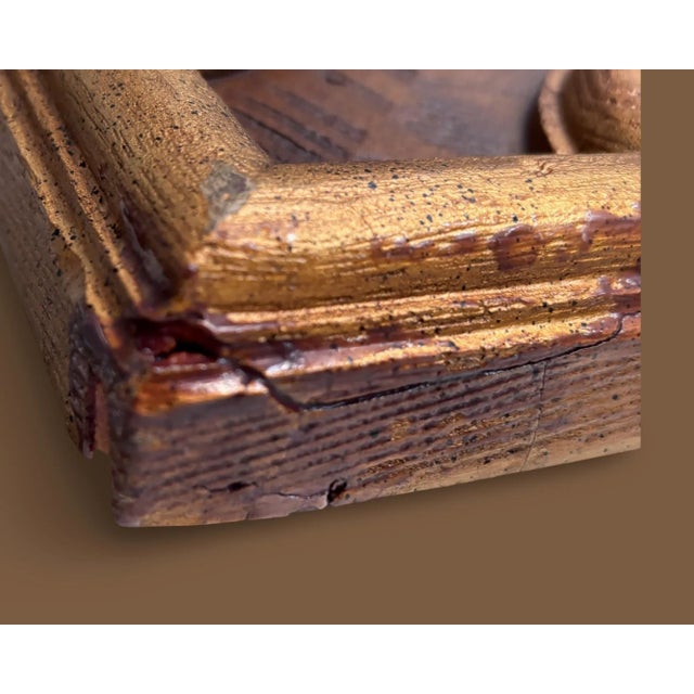 MCM 31.5” Signed Designer Modern Gilt Wall Mirror For Sale In New Orleans - Image 6 of 8