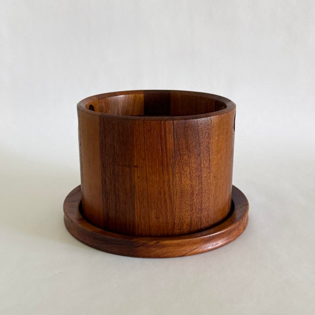 Mid-Century Modern 1960s Birgit Krogh Woodline Teak Cheese Board With Cover / Bowl For Sale - Image 3 of 10