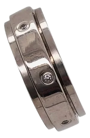 18 Karat White Gold Piaget Luxury Turning Wedding Band Ring With Diamonds