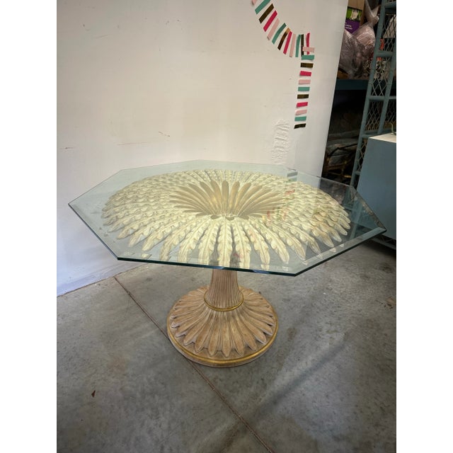 1970s Vintage Hollywood Regency Palm Base Table From Chelini Florence, Italy, 1970s For Sale - Image 9 of 10