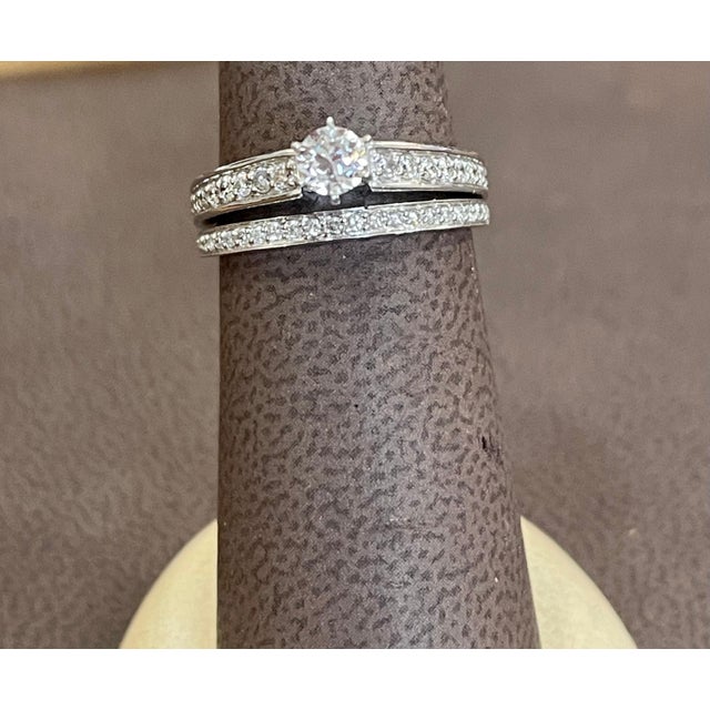 0.80 Carat TDW Solitaire Round Center Diamond 14 Karat White Gold Ring and Band For Sale - Image 13 of 18