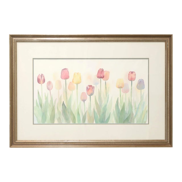 20th Century Original Watercolor Painting - Spring Tulips - Signed Grant Dolge For Sale