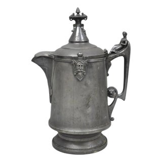 Antique Renaissance Reed & Barton Figural Silver Plated Coffee Water Pitcher For Sale