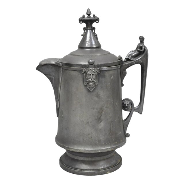 Antique Renaissance Reed & Barton Figural Silver Plated Coffee Water Pitcher For Sale
