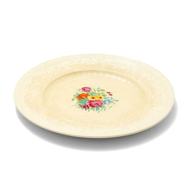 Early 20th Century Royal Cauldon England Est. 1774 Cream Embossed Floral Dinner Plates — Set of 2 For Sale - Image 5 of 6