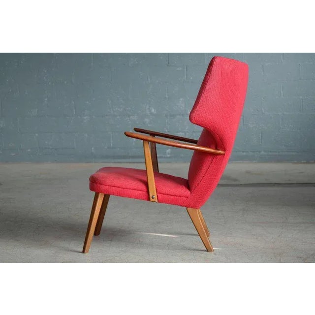 Danish 1950's Madsen and Schubell High Back Lounge Chair in Teak and Oak For Sale In New York - Image 6 of 11