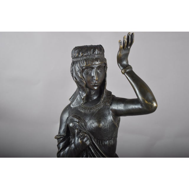 Metal Egyptian Revival Female Figure in Patinated Metal, 1920s For Sale - Image 7 of 15